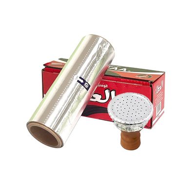 Fogli di alluminio d'argento a temperatura morbida Rollo di Shisha per narghilè con linea di taglio e fori 145mm*145mm