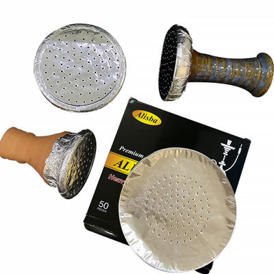 Carta per narghilè spessa 0,03 mm, larga 120 mm, rotonda, di alluminio, in lega 8011 e argento