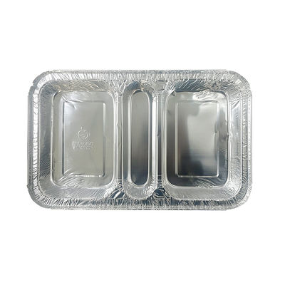 Contenitore per alimenti 3 Compartimento 230*185*35 Cartone per pranzo in foglio di alluminio rettangolare
