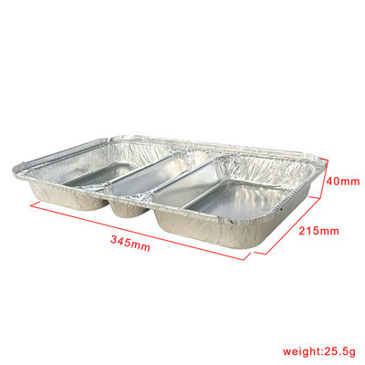 Contenitore per alimenti 3 Compartimento 230*185*35 Cartone per pranzo in foglio di alluminio rettangolare