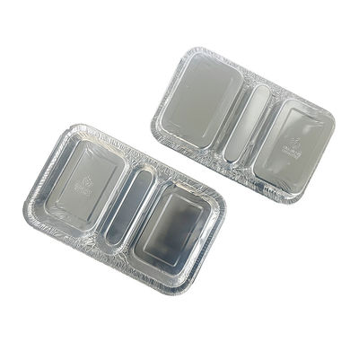 Contenitore per alimenti 3 Compartimento 230*185*35 Cartone per pranzo in foglio di alluminio rettangolare