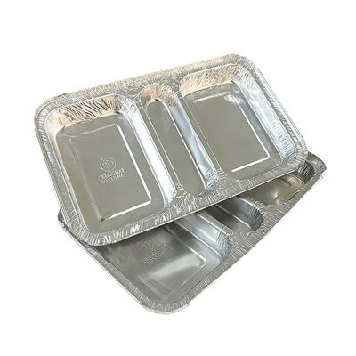 Contenitore per alimenti 3 Compartimento 230*185*35 Cartone per pranzo in foglio di alluminio rettangolare