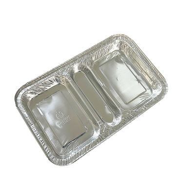 Contenitore per alimenti 3 Compartimento 230*185*35 Cartone per pranzo in foglio di alluminio rettangolare