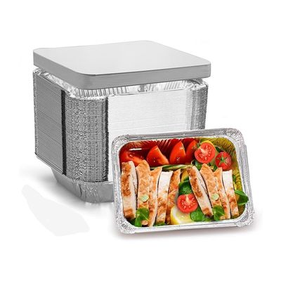 Capo di cartone di alluminio in foglio d'argento Scatola da pranzo per la conservazione e il ritiro di cibo 890cc